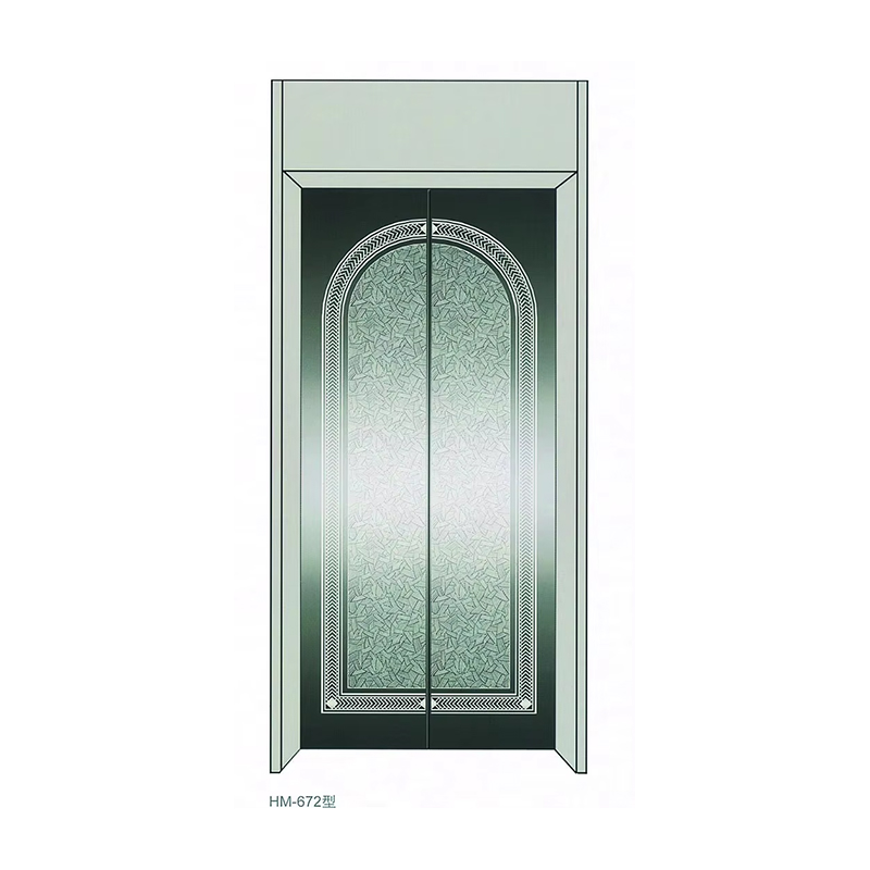VTSP204 Sistem Pintu Lift Berkualitas Tinggi Panel Pintu Manual Kaca Lukis Stainless Steel