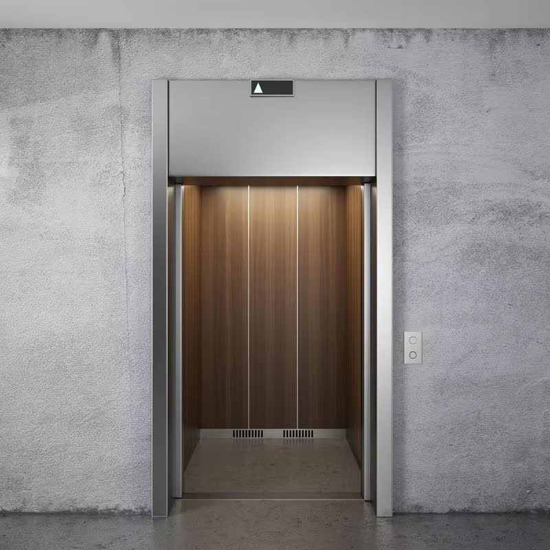 VTEP121 Jual Terlaris Model NV 6-8 Orang 630Kg Lift Modern AC Tanpa Roda Gigi Lift Penumpang Bangunan dengan Lantai PVC Baja Tahan Karat