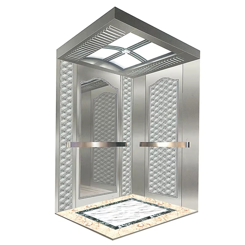 VTEP121 Jual Terlaris Model NV 6-8 Orang 630Kg Lift Modern AC Tanpa Roda Gigi Lift Penumpang Bangunan dengan Lantai PVC Baja Tahan Karat
