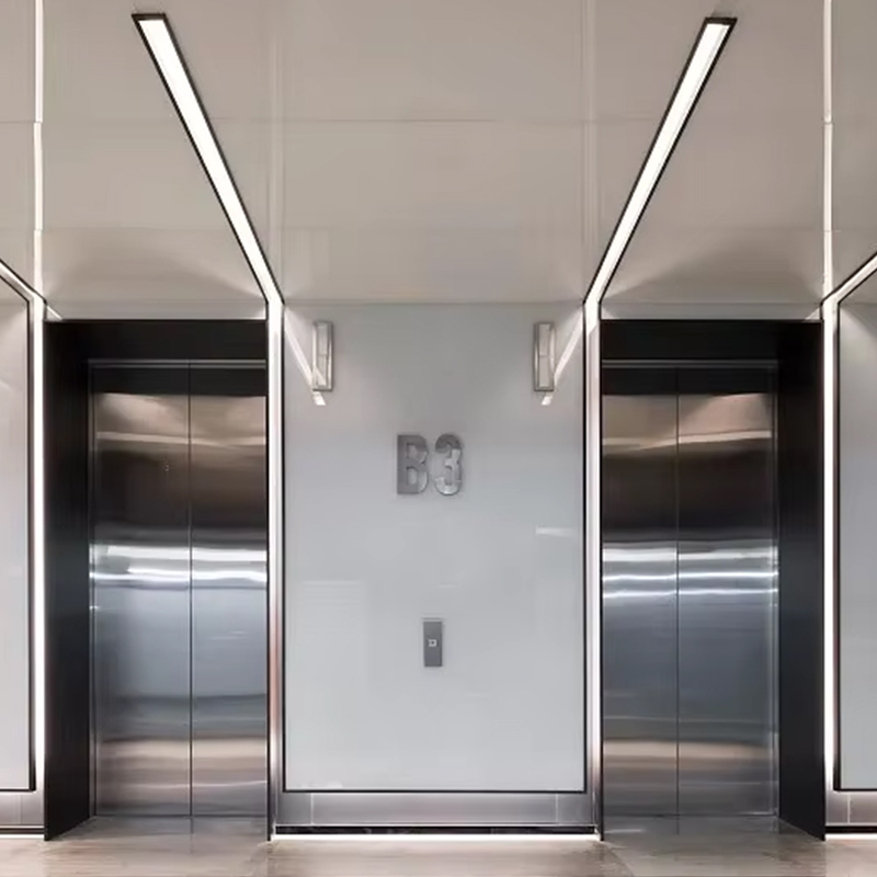 VTEP121 Jual Terlaris Model NV 6-8 Orang 630Kg Lift Modern AC Tanpa Roda Gigi Lift Penumpang Bangunan dengan Lantai PVC Baja Tahan Karat