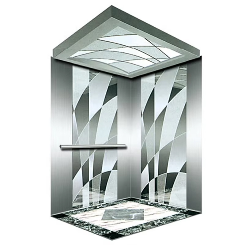 VTEP121 Jual Terlaris Model NV 6-8 Orang 630Kg Lift Modern AC Tanpa Roda Gigi Lift Penumpang Bangunan dengan Lantai PVC Baja Tahan Karat