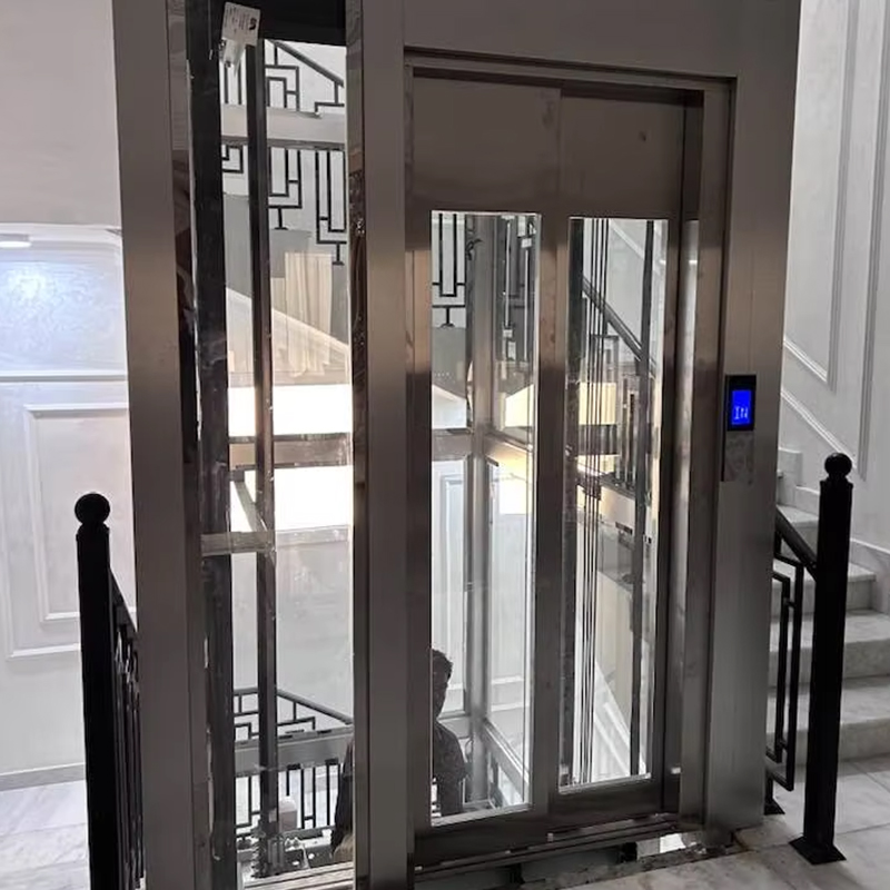 VTEP124 Produsen Lift Penumpang Modern Merek Cina Hotel Angkat Kinerja Tinggi Menggunakan Penggerak AC Stainless Steel Lantai PVC