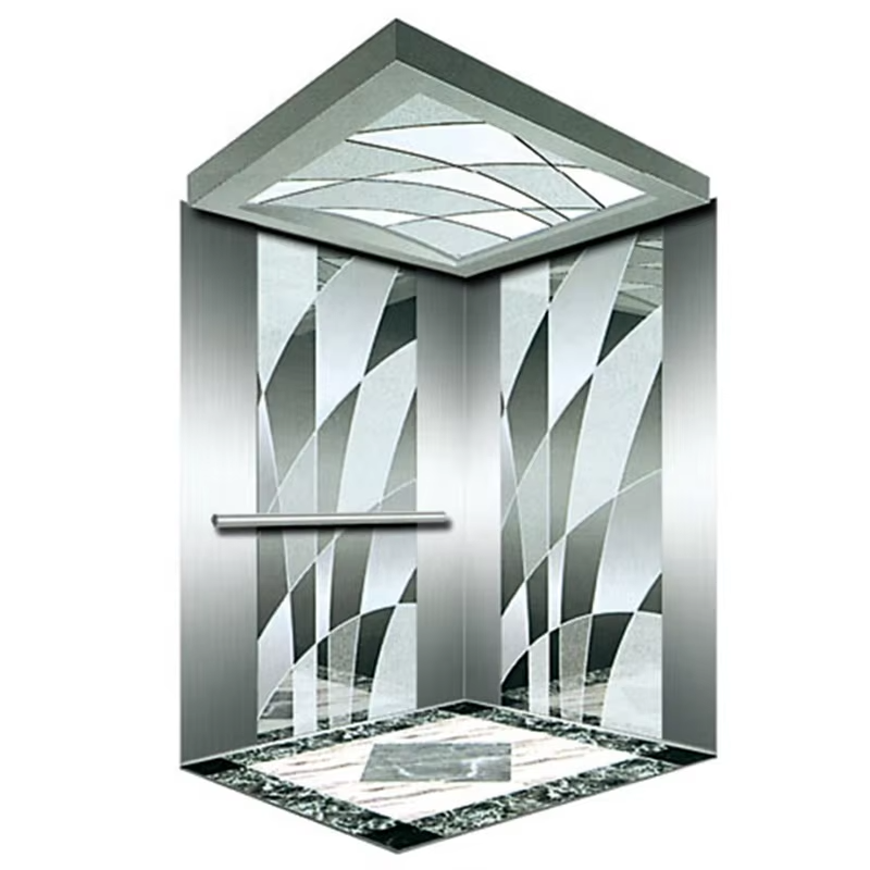 Kabin Lift Penumpang VTSP130 untuk Hotel dengan Konstruksi Baja Tahan Karat Trim LED Langit-langit Dekoratif Garansi 1 Tahun