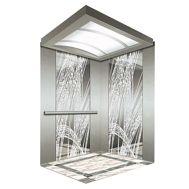Kabin Lift Komersial Modern VTSP131 dengan Lantai Anti Selip Kebisingan Rendah Stainless Steel dan Panel LED