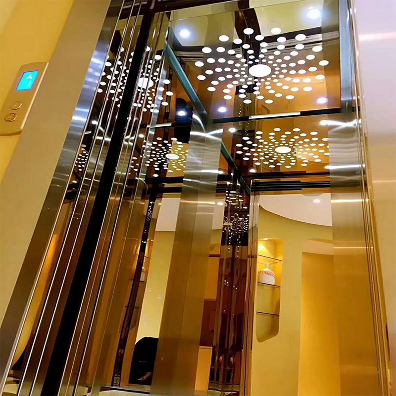 VTSP136 Suku Cadang & Aksesori Lift Kabin Lift Penumpang dengan Lampu LED dan Dekorasi Premium