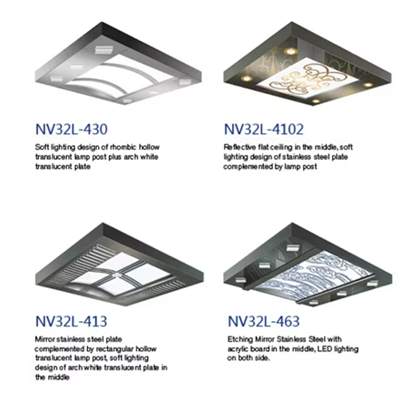 VTSP139 Dekorasi Kabin Lift Modern LED Panel Langit-langit Kabin Lift Desain Langit-langit Angkat Baja Tahan Karat